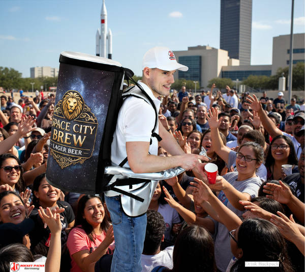 Mobile Cappuccino To Go dispenser – professional vending backpack for outdoor cafés, street markets, and POS activations.