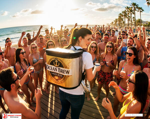 Professional Cold Drink To Go backpack dispenser – mobile vending unit for POS promotions, festivals, and live marketing campaigns.