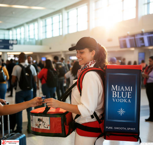 Insulated Hot Chocolate To Go backpack dispenser – portable vending system for Christmas markets, winter festivals, open-air catering, and live brand activations at cold weather events.