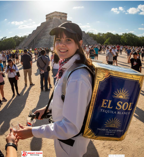 Mobile Milkshake To Go dispenser – professional vending backpack for food trucks, festivals, open-air fairs, and beverage tasting campaigns.