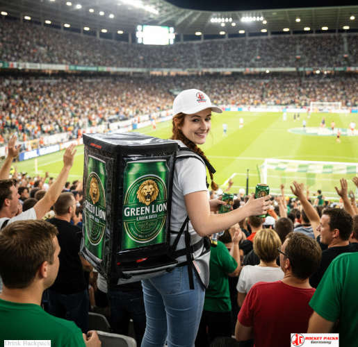 Mobile Mulled Wine To Go dispenser backpack – insulated vending system for winter events, Christmas markets, POS promotions, and open-air catering.