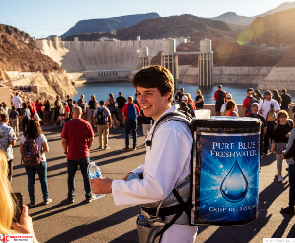 Mobile Orange Juice To Go backpack – portable vending solution for breakfast catering, trade fairs, and open-air sampling events.