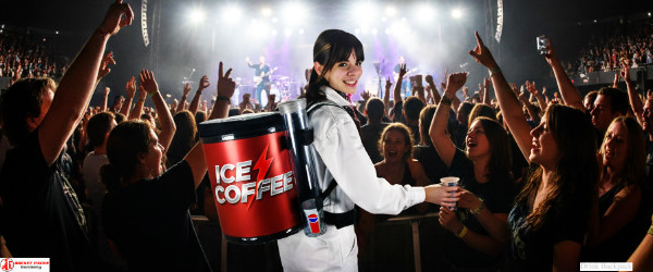 Portable Protein Shake To Go dispenser backpack – mobile vending solution for fitness events, POS promotions, and experiential brand marketing.