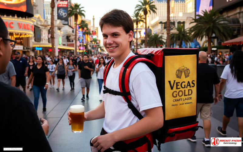 Professional Soda To Go backpack vending unit – mobile POS solution for drink marketing, product sampling, on-the-go communication, and outdoor event beverage distribution.